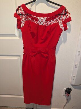 Tatyana Red Pinup Wiggle Dress Small Vintage Style Cocktail